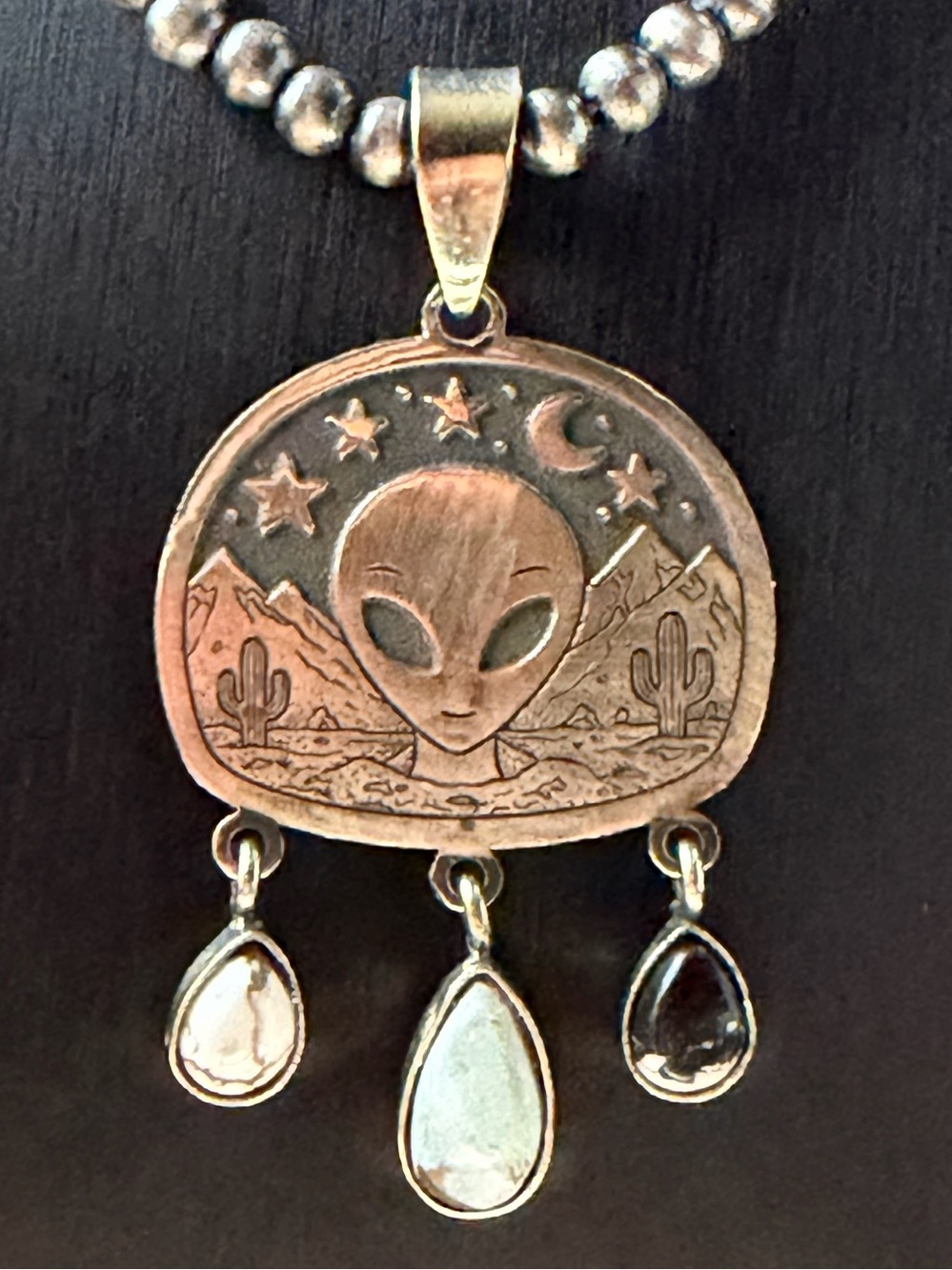 Handmade Alien Dreamcatcher Sterling Silver Pendant Necklace